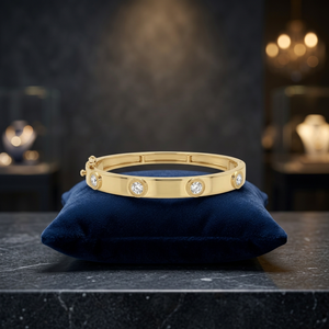 Brazalete Geométrico de Acero Inoxidable Chapado en Oro de 14K para Mujer, Uso Diario - Product Image 3