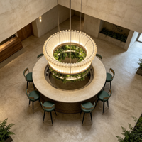 Lustre en acrylique côtelé personnalisé, grande suspension à plusieurs niveaux pour hall d'hôtel, restaurant, bar, projet de luxe, lampe suspendue OEM ODM