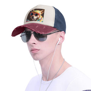 Casquette de baseball de style Cowboy délavé avec image personnalisée Tissu sublimé avec logo en caoutchouc à bord incurvé pour la mode américaine d'affaires formelles Dobby Small - Product Image 5