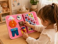 Tableau d'activités Montessori Dinosaure en feutre pour enfants, livre d'activités éducatives précoces, jouets pour 3 ans et plus