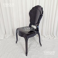 Nouveau design moderne Chaise princesse en acrylique noir transparent royal pour banquets de mariage et appartements