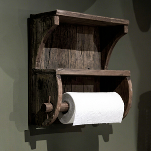 Portarrollos de Cocina de Madera Vintage para Montar en la Pared, Dispensador de Toallas de Papel Hecho a Mano, Organizador de Almacenamiento de Cocina Rústico Estilo Granja - Product Image 1
