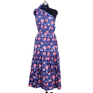 Handmade Eco-Friendly Washable Women's Midi-Length Casual Dress Pure Cotton Voile Sleeveless Floral Prints Button Natural Waist - Product Image 1