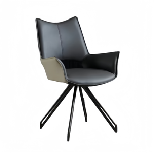 Sillas de comedor modernas de mediados de siglo <span class=keywords><strong>Base</strong></span> giratoria de 180 ° <span class=keywords><strong>con</strong></span> asiento de cuero PU Silla de oficina Patas de metal Sin <span class=keywords><strong>ruedas</strong></span> Accent Home Chair - Product Image 1