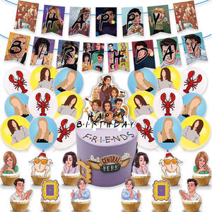 Dessin animé comédie amis fête décorations fournitures Latex ballon vaisselle décoration de gâteau bannière papier artisanat fille cadeau d'anniversaire - Product Image 1