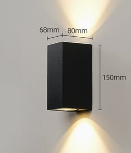 โคมไฟติดผนัง LED สำหรับภายนอกอาคาร แสงวอร์มไวท์ ตัวโคมอลูมิเนียม กันน้ำ เหมาะสำหรับทางเดิน สวน และทางเข้าบ้าน - Product Image 1
