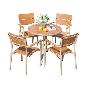Ensemble de table et de chaises de jardin d'extérieur, 4 places, structure en aluminium, résistant aux intempéries, design minimaliste, meubles de patio - Product Image 1