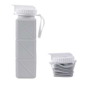 Offre Spéciale Logo personnalisé sans BPA alimentaire Silicone télescopique pliable bouteille d'eau attaché mousqueton paille pour l'extérieur - Product Image 5