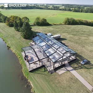 Tente de mariage de luxe, <span class=keywords><strong>grande</strong></span> tente d'extérieur, tentes atrium personnalisables, résistantes au vent et à la pluie, en PVC, avec structure en aluminium noir, tentes de réception - Product Image 2