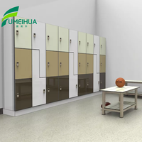 Casier de rangement pour salle de sport à huit portes, design démontable, serrure électronique, serrure à clé, matériaux en stratifié compact HPL