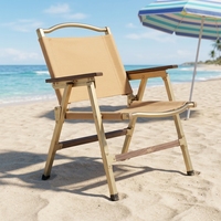 Chaise de camping pliable durable JIFENG JF-C01 avec métal laiton, toile et bois de noyer noir pour une utilisation en intérieur/extérieur