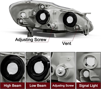 Adecuado para Toyota Corolla 2003-2008, conjunto frontal de la pantalla de iluminación del faro delantero.