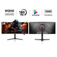 Monitor LCD Curvo Ultraancho de 34 Pulgadas con Retroiluminación LED, Frecuencia de Actualización de 144 Hz, Panel VA, HDR HD para Juegos de Computadora, para Computadora de Escritorio y Portátil