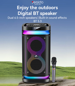 Yesido 40W BT5.3 Dual 6.5inch <b>Speakers</b> RGB Light With Microphone 4400mAh Large Battery Digital Wireless <b>Speaker</b> YSW29 - Product Image 2