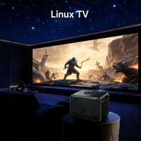 Projecteur portable avec système d'exploitation Linux, processeur 4 cœurs, système rapide et stable, sans publicités, 1200 ANSI Lumens, mise au point automatique, correction 4D, 1080P, décodage 4K HDR