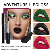 Rouge à lèvres imperméable noir blanc mat 6 couleurs Pigment durable vert violet rouge à lèvres Halloween brillant à lèvres rouge à lèvres