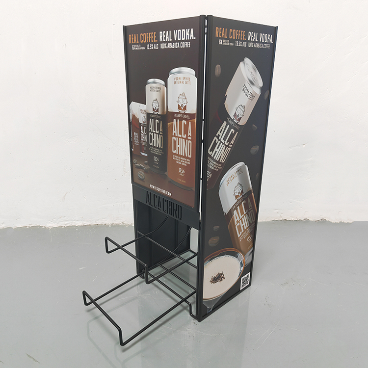 Customized Countertop Metal Wire Display Stand Canned Coffee Display Rack Dispenser for Supermarket — view 3