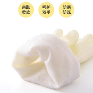 ถุงมือกันน้ำ PVC บุขนแกะอุ่นสำหรับฤดูหนาว แบบยาวพิเศษ พร้อมเชือกผูกข้อมือ ลายดอกเดซี่ เนื้อหนา ลายเม็ดพื้นผิว สำหรับล้างจาน - Product Image 3