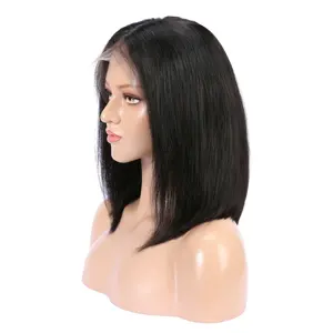 Perruque Bob lace front wig brésilienne naturelle, cheveux courts, 10 à 14 pouces, 150 de densité, perruque pour femmes, new Fashion