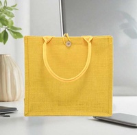 Grand sac fourre-tout à provisions en jute recyclé jaune avec logo personnalisé, en lin écologique pour le transport et l'impression