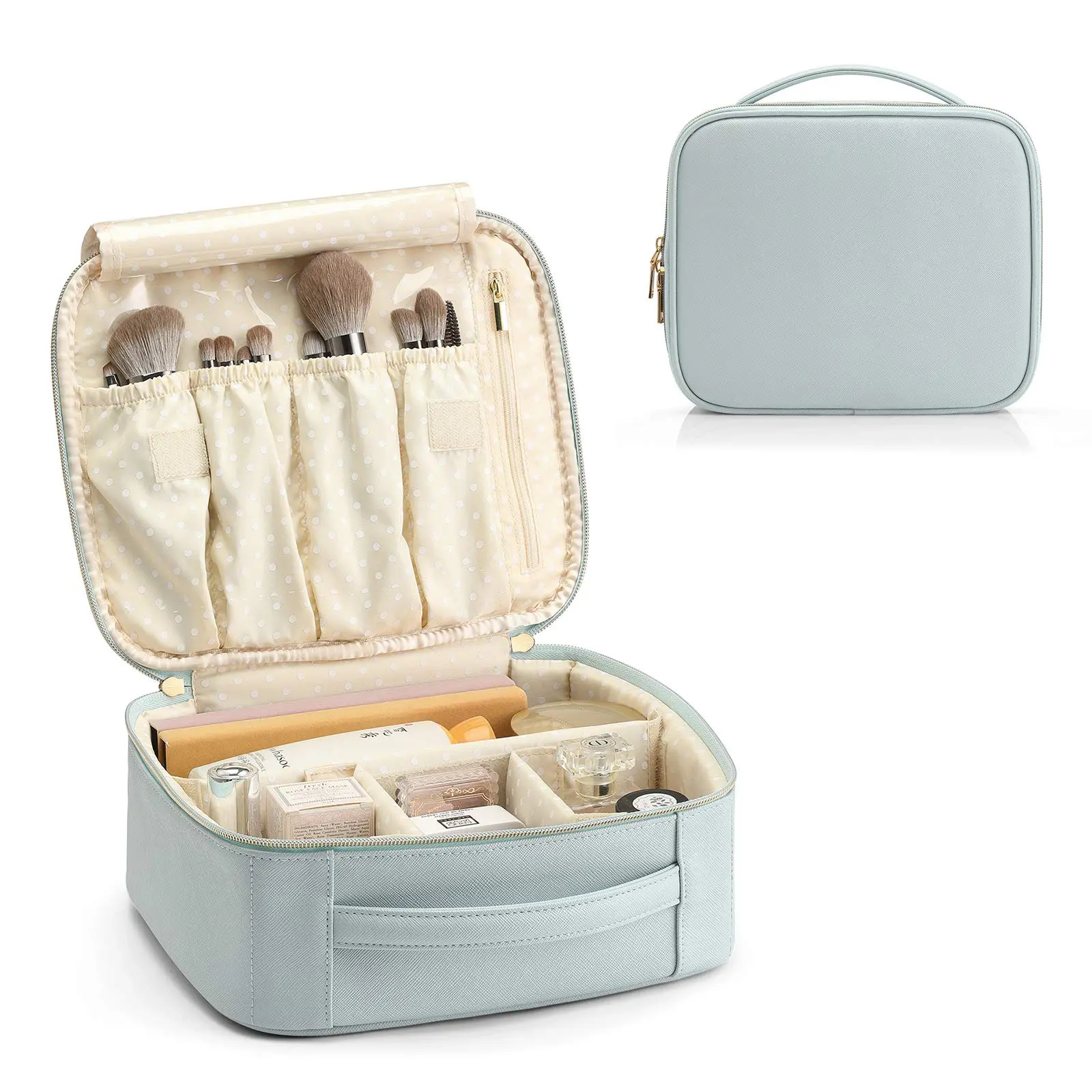 EW-Bolsa de maquillaje portátil con patrón cruzado, neceser multifuncional de viaje para el hogar, bolsa de almacenamiento impermeable