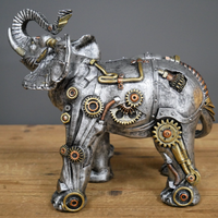 Vente en gros ornement steampunk résine artisanat pour cadeaux décorations pour la maison vapeur punk décor jardin résine animal loup statue