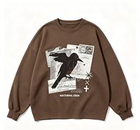 T-shirt à manches longues surdimensionné pour homme, motif collage vintage Nocturnal Crew, tricoté 100% coton, streetwear