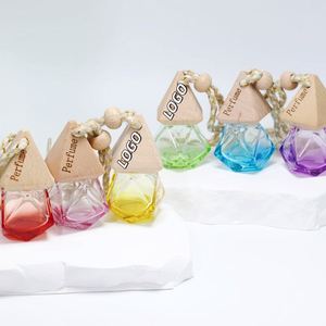 Wholesale Colorful Gradient Hanging <b>Car</b> Perfume Borosilicate Glass Aerosol Spray Bottle with Glass Lid <b>Decal</b> 6ml Empty Bottle - Product Image 1