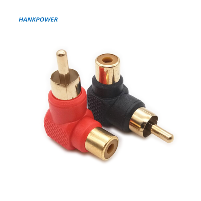 RCA Connector RCA Male Plug to RCA Female Jack Socket Right Angle Adapter Gold Plated Elbow