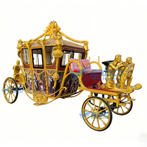 Carruaje Eléctrico de Lujo con Escultura Real de Caballo Dorado para Bodas, Parques de Atracciones y Transporte Especial en Venta - Product Image 1