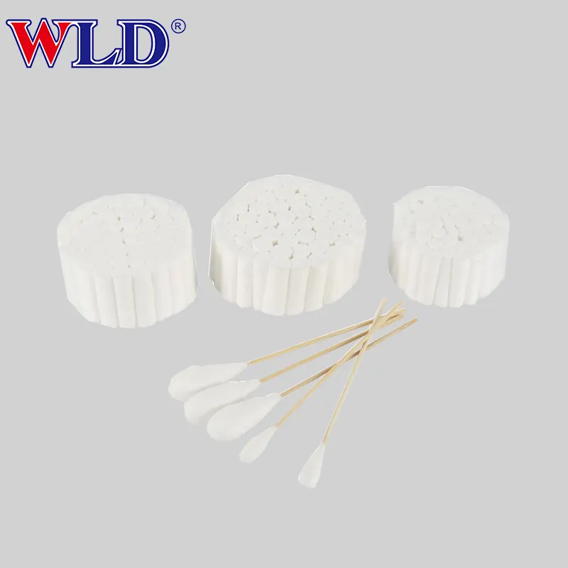 WLD Katun Pledget Organik Berbagai Ukuran Perawatan Luka Bahan Baku Jalinan Tampon Medis Penyerap Dental Cotton Roll