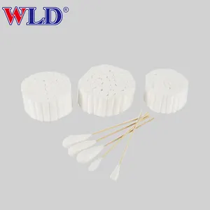 WLD organic pledget cotton different sizes wound care raw material braided tampons medical absorbent dental cotton roll