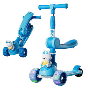 สกู๊ตเตอร์3 in <span class=keywords><strong>1</strong></span>พับได้สำหรับเด็กมีล้อไฟฉาย PU รูปสัตว์การ์ตูน - Product Image 3