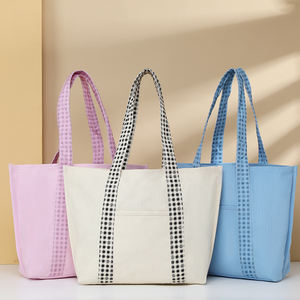 Eco Friendly Custom Printed Logo Reusable Shopping For Women Black <b>Large</b> Cotton Canvas <b>Tote</b> <b>Bag</b> Canvas <b>Large</b> With Handle Zipper - Product Image 1