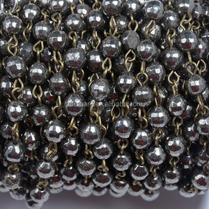 Rollos de cadena envuelta de alambre de bronce antiguo, cuentas de <span class=keywords><strong>hematita</strong></span> Natural, collar de piedra preciosa para D I Y - Product Image 2