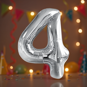 Globo de aluminio plateado con el número 4 de Party Love, 100 cm, para fiestas de cumpleaños, decoración para celebraciones infantiles - Product Image 3
