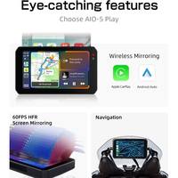 Chigee Aio-5 Play, Cámara para Auto con Doble Lente 720p, IP68, Carplay para Motocicleta con Altavoces