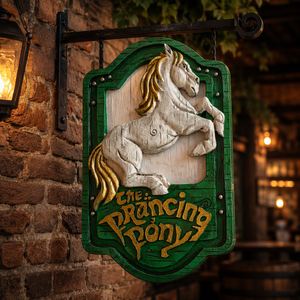 Letrero de Resina para Taberna con Diseño de <span class=keywords><strong>Caballo</strong></span> Medieval, Placa de Pared Pintada a Mano, Decoración Rústica para Posada, Arte Vintage para Hogar, Bar o Pub - Product Image 5