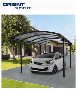 Abri de voiture préfabriqué de luxe 6x3m, <span class=keywords><strong>2</strong></span> poteaux, imperméable, porte en aluminium, abri de voiture à pente simple - Product Image 1