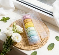 Barquettes en plastique transparent pour sandwichs, sushis, biscuits, macarons, boîte en plastique personnalisée de qualité alimentaire PET à 8 trous