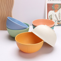 Lot de Bols en Paille de Blé Personnalisables, Incassables, Sans BPA, Colorés et Côtelés, pour la Maison et le Camping, 6 Couleurs