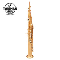 Taishan Brand Wholesale Chinese Bb Soprano Saxophone with Brass Head Gold Lacquer Finish Performance Ready Includes Case