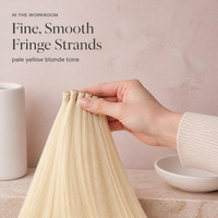 Extensions de cheveux tissées à franges droites blond pâle jaune, pour présentation en magasin et photographie