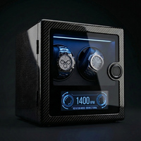 Remontoir de montre automatique de luxe, motif fibre de carbone, écran LCD numérique, verrouillage par empreinte digitale pour montres, prise en charge du logo personnalisé
