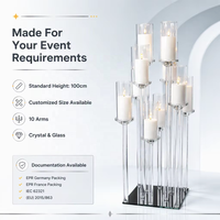 Centre de table carré en verre cristal pour événements de mariage, chandelier en verre, vente en gros