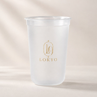 LOKYO Vente en gros de gobelets en plastique en forme de U personnalisés avec logo imprimé, 16 oz et 22 oz, gobelets en PP épais et résistants pour bubble tea avec couvercle