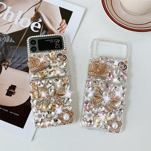 Étui de téléphone portable d'écran pliant de couronne d'arc de strass de luxe pour Samsung ZFlip 7/6/5/4/3 couverture arrière antichoc faite à la main - Product Image 2