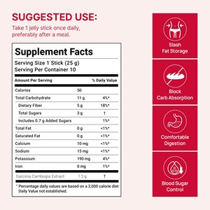 Integratore Alimentare in Stick per Gestione Quotidiana del Corpo, Ufficio, Viaggio, Palestra, 10 Pezzi, Gusto <span class=keywords><strong>Melograno</strong></span>, Garcinia Cambogia in Gelatina - Product Image 3