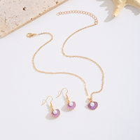 Parure de bijoux tendance en alliage : collier pendentif et boucles d'oreilles, breloque coquillage émaillé festonné, chaîne dorée, bijoux océaniques, cadeau pour femme