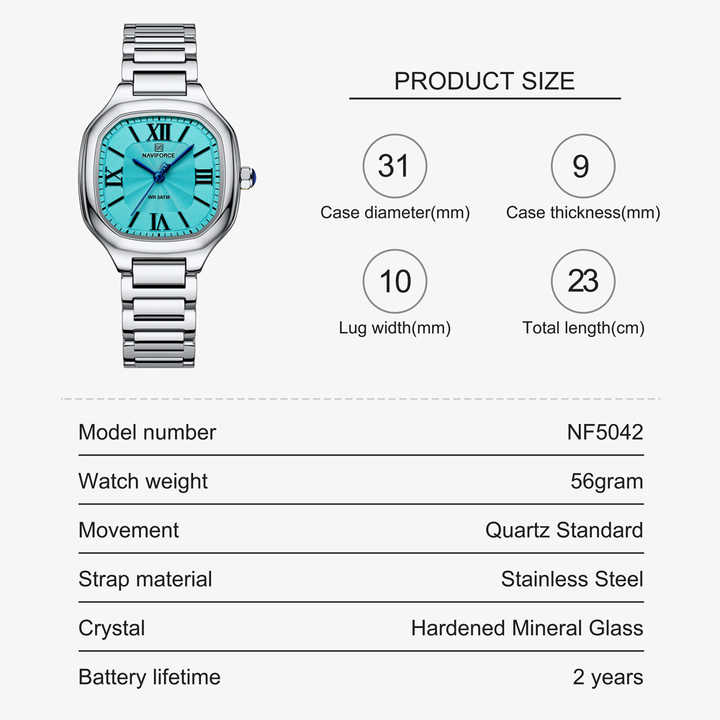 NAVIFORCE 5042 Watches for Women Factory Manufacturer Roman Numeral Dial Customizable Quartz Ladies Watch 3ATM Waterproof Watch